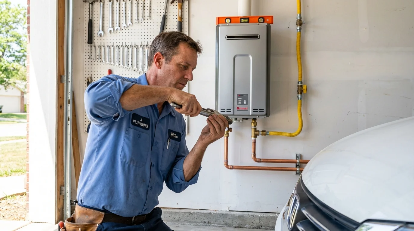 Tankless water heater installation by a Johns Plumbing LLC plumber in Lakeside
